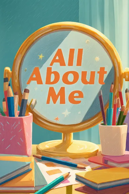 A mirror on a desk, and the title "All About Me"